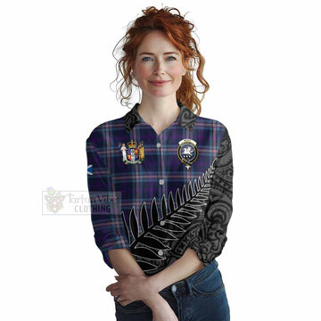 Nevoy Crest Tartan Women's Casual Shirt with New Zealand Silver Fern Half Style Female - Tartan Vibes Clothing