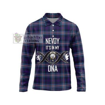 Nevoy Tartan Long Sleeve Polo Shirt with Family Crest DNA In Me Style Unisex - Tartan Vibes Clothing