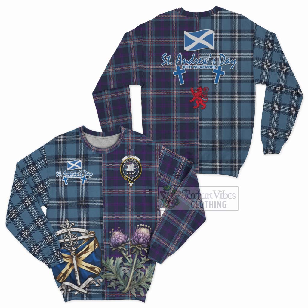 Nevoy Tartan Sweatshirt Happy St. Andrew's Day Half Tartan Style Unisex - Tartan Vibes Clothing