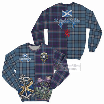 Nevoy Tartan Sweatshirt Happy St. Andrew's Day Half Tartan Style Unisex - Tartan Vibes Clothing