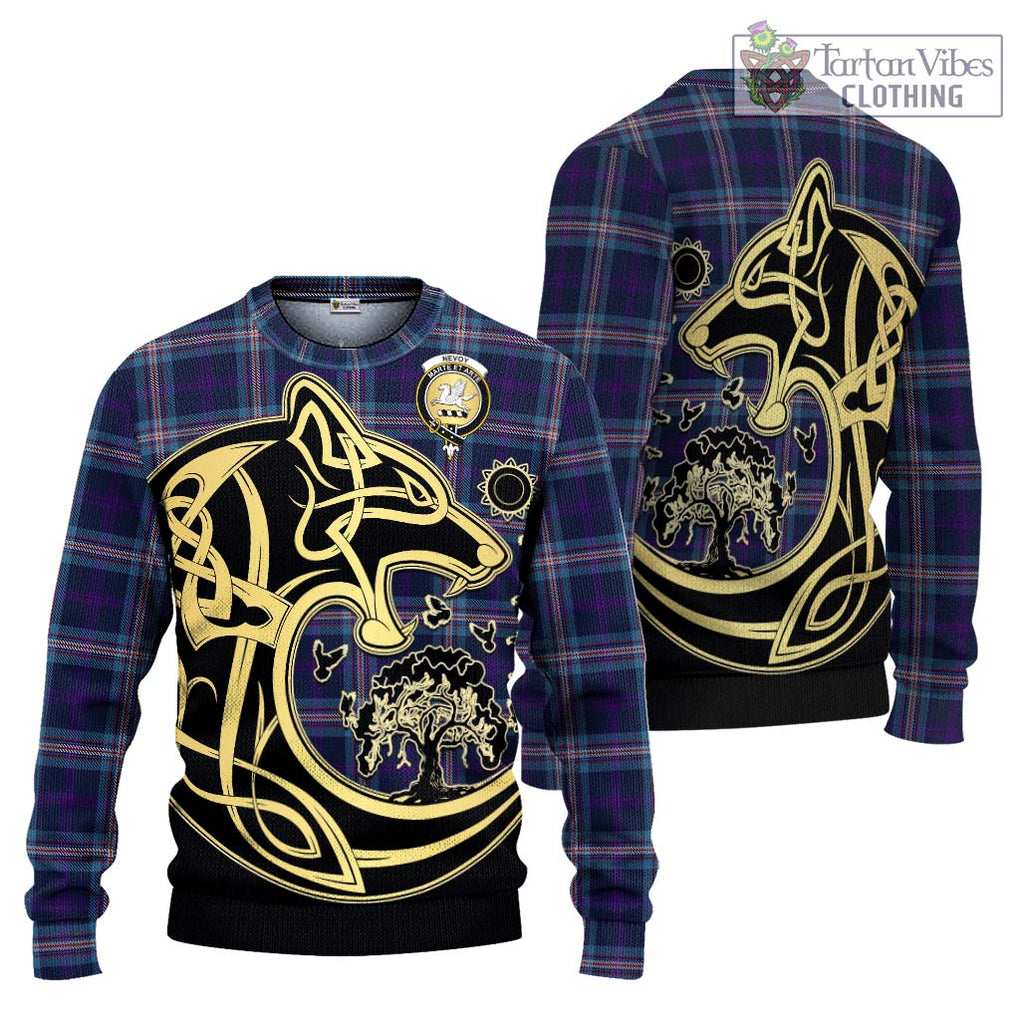 Nevoy Tartan Ugly Sweater with Family Crest Celtic Wolf Style Unisex - Tartan Vibes Clothing