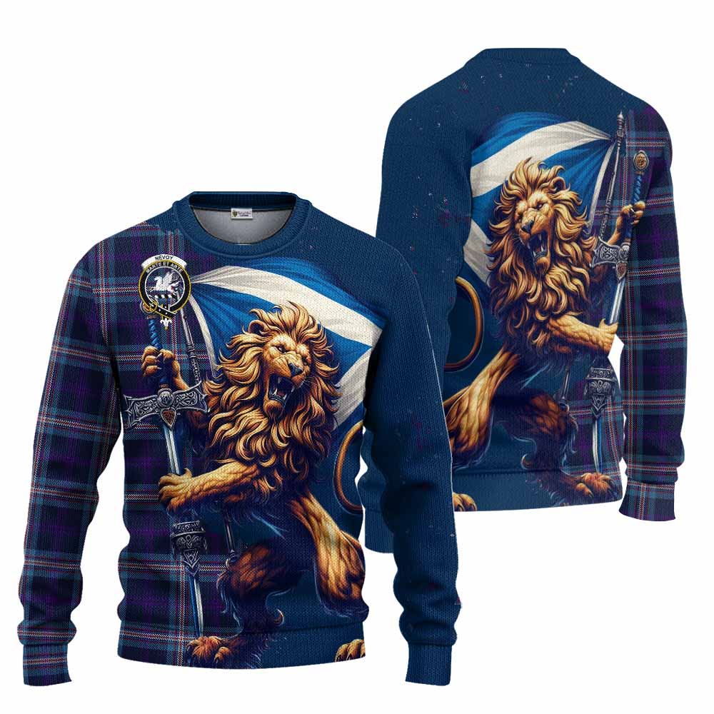 Nevoy Tartan Family Crest Knitted Sweater with Scottish Majestic Lion Unisex - Tartan Vibes Clothing