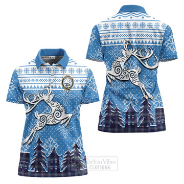 Nevoy Clan Christmas Women's Polo Shirt Celtic Reindeer Style Women - Tartan Vibes Clothing