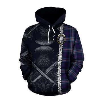 Nevoy Tartan Cotton Hoodie with Family Crest Cross Sword Thistle Celtic Vibes Pullover Hoodie XS - Tartan Vibes Clothing