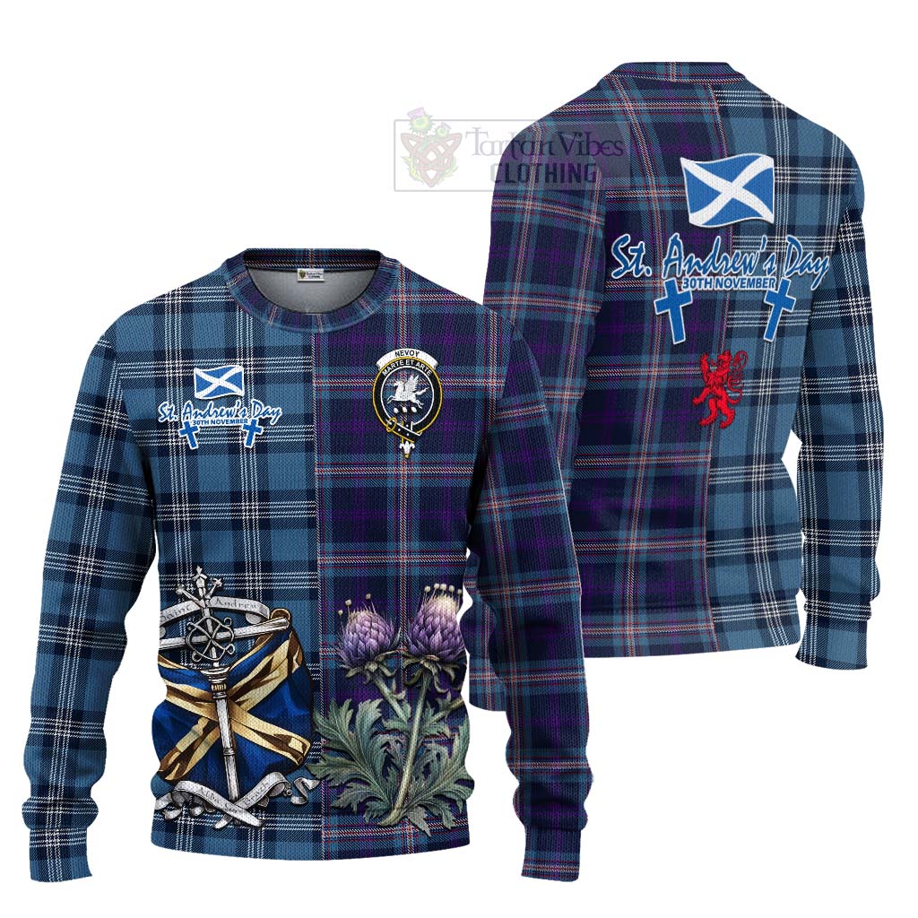 Nevoy Tartan Knitted Sweater Happy St. Andrew's Day Half Tartan Style Unisex - Tartan Vibes Clothing