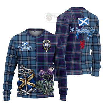 Nevoy Tartan Knitted Sweater Happy St. Andrew's Day Half Tartan Style Unisex - Tartan Vibes Clothing