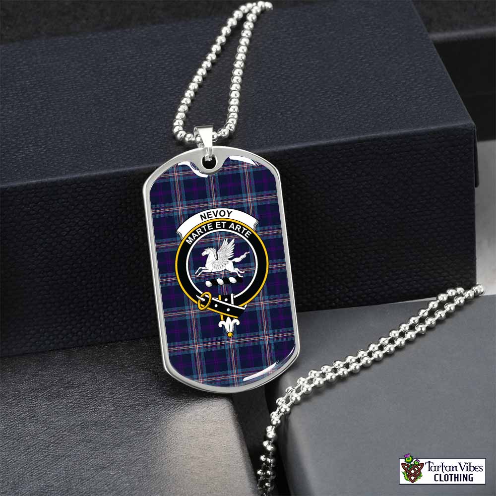 Nevoy Tartan Dog Tag Necklace with Family Crest Silver No - Tartan Vibes Clothing