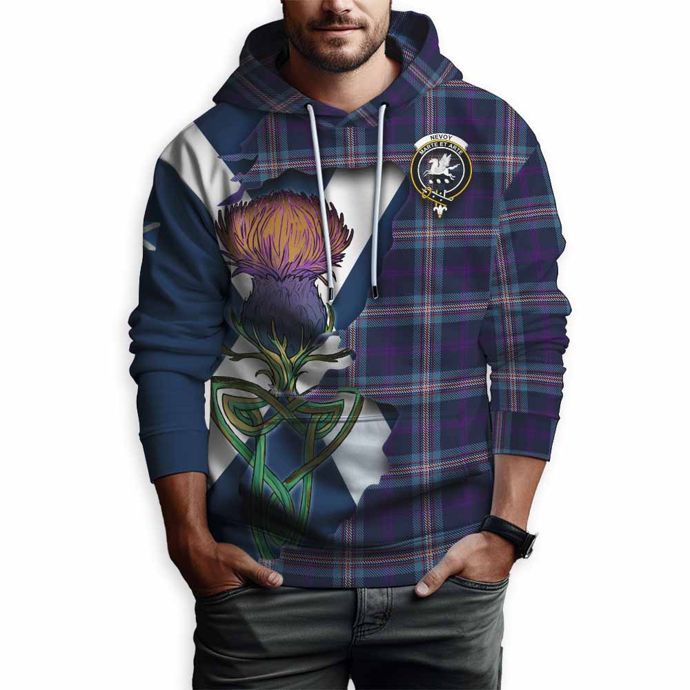 Nevoy Tartan Family Crest Hoodie Scottish Thistle Celtic Inspired Pullover Hoodie - Tartan Vibes Clothing