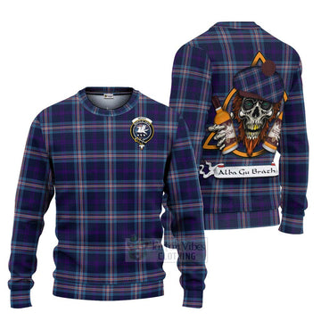 Nevoy Tartan Ugly Sweater with Family Crest and Bearded Skull Holding Bottles of Whiskey Unisex - Tartan Vibes Clothing