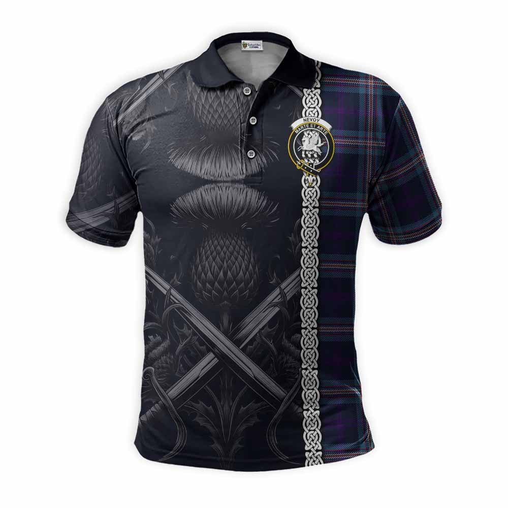 Nevoy Tartan Polo Shirt with Family Crest Cross Sword Thistle Celtic Vibes Kid - Tartan Vibes Clothing