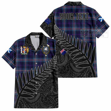 Nevoy Crest Tartan Hawaiian Shirt with New Zealand Silver Fern Half Style Kid - Tartan Vibes Clothing