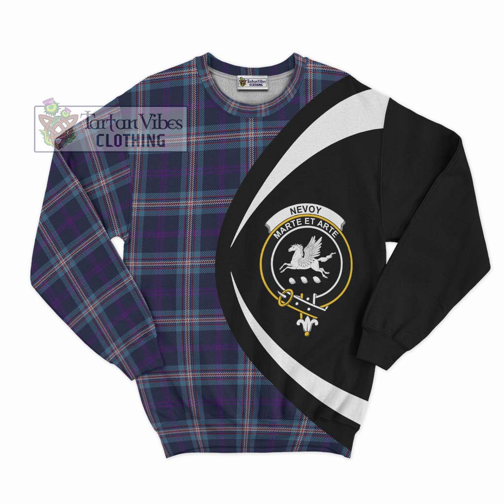 Nevoy Tartan Sweatshirt with Family Crest Circle Style Unisex - Tartan Vibes Clothing
