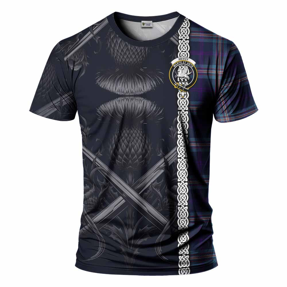 Nevoy Tartan T-Shirt with Family Crest Cross Sword Thistle Celtic Vibes Kid's Shirt - Tartan Vibes Clothing