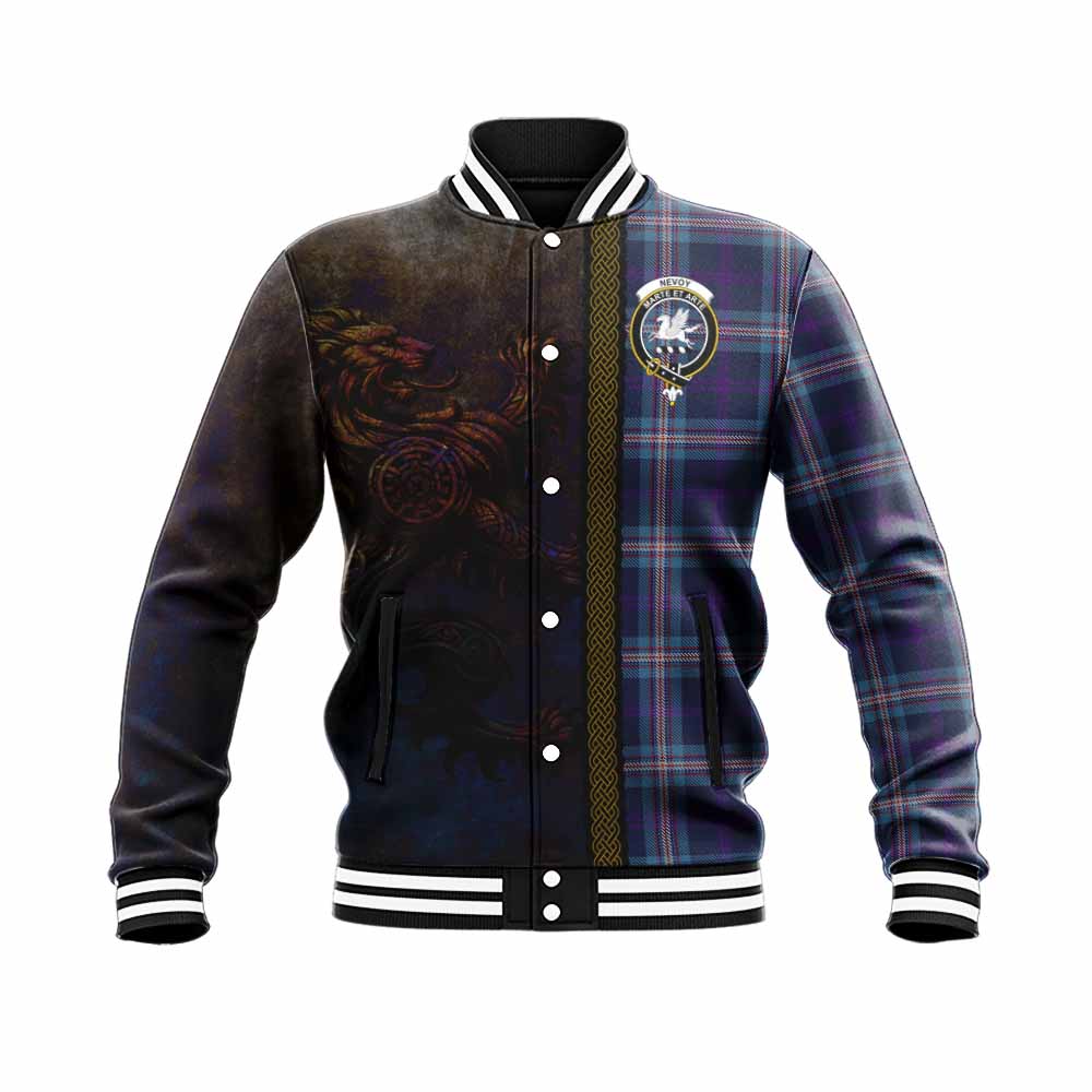 Nevoy Tartan Family Crest Baseball Jacket Alba Gu Brath Be Brave Lion Ancient Style Unisex - Tartan Vibes Clothing