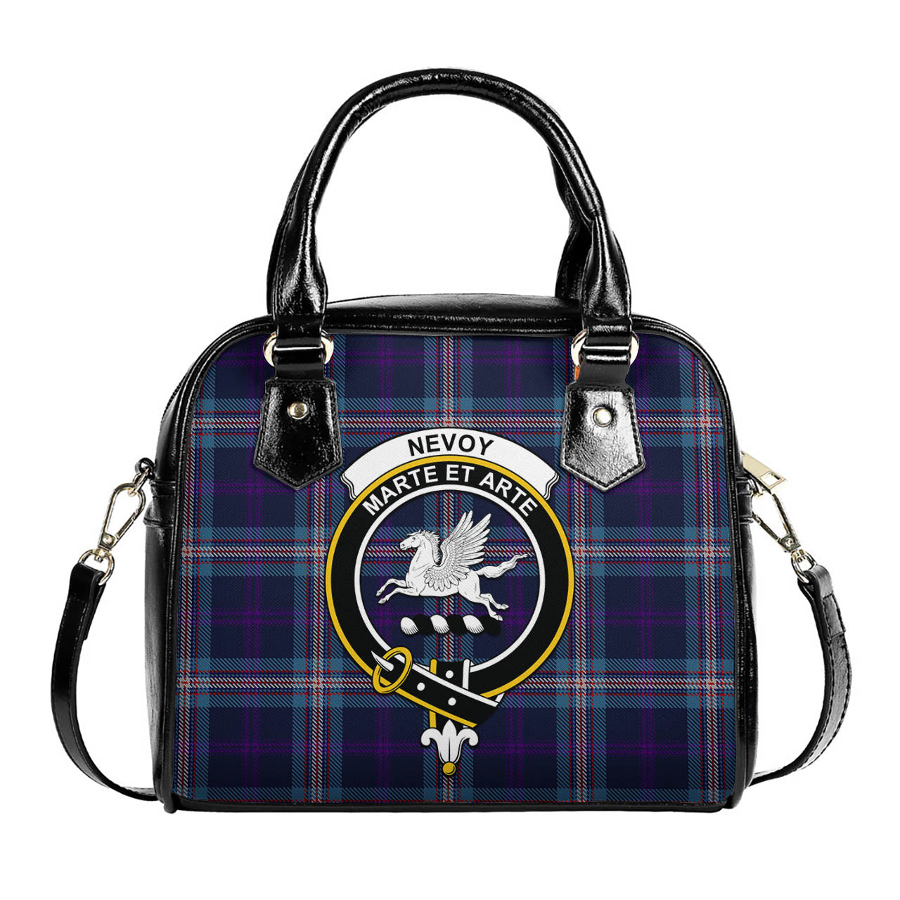 Nevoy Tartan Shoulder Handbags with Family Crest One Size 9*21*24 cm (3.54*8.27*9.45 inches) - Tartan Vibes Clothing