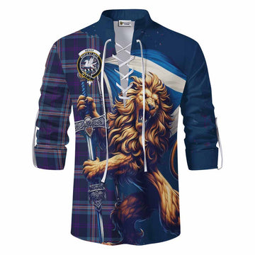 Nevoy Tartan Family Crest Ghillie Kilt Shirt with Scottish Majestic Lion Men - Tartan Vibes Clothing