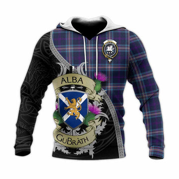 Nevoy Tartan Family Crest Knitted Hoodie Lion Rampant Royal Thistle Shield Celtic Inspired Unisex Knitted Pullover Hoodie - Tartan Vibes Clothing