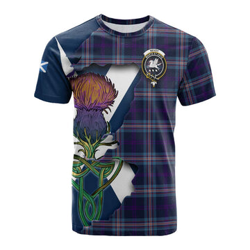 Tartan Vibes Clothing Nevoy Tartan Family Crest Cotton T-shirt Scottish Thistle Celtic Inspired