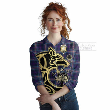 Nevoy Tartan Women's Casual Shirt with Family Crest Celtic Wolf Style Female - Tartan Vibes Clothing