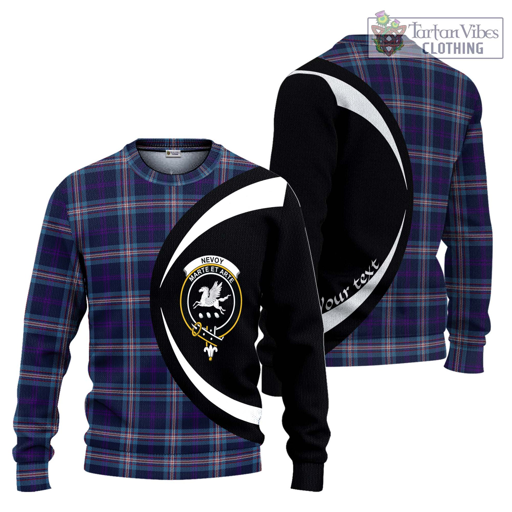 Nevoy Tartan Ugly Sweater with Family Crest Circle Style Unisex - Tartan Vibes Clothing