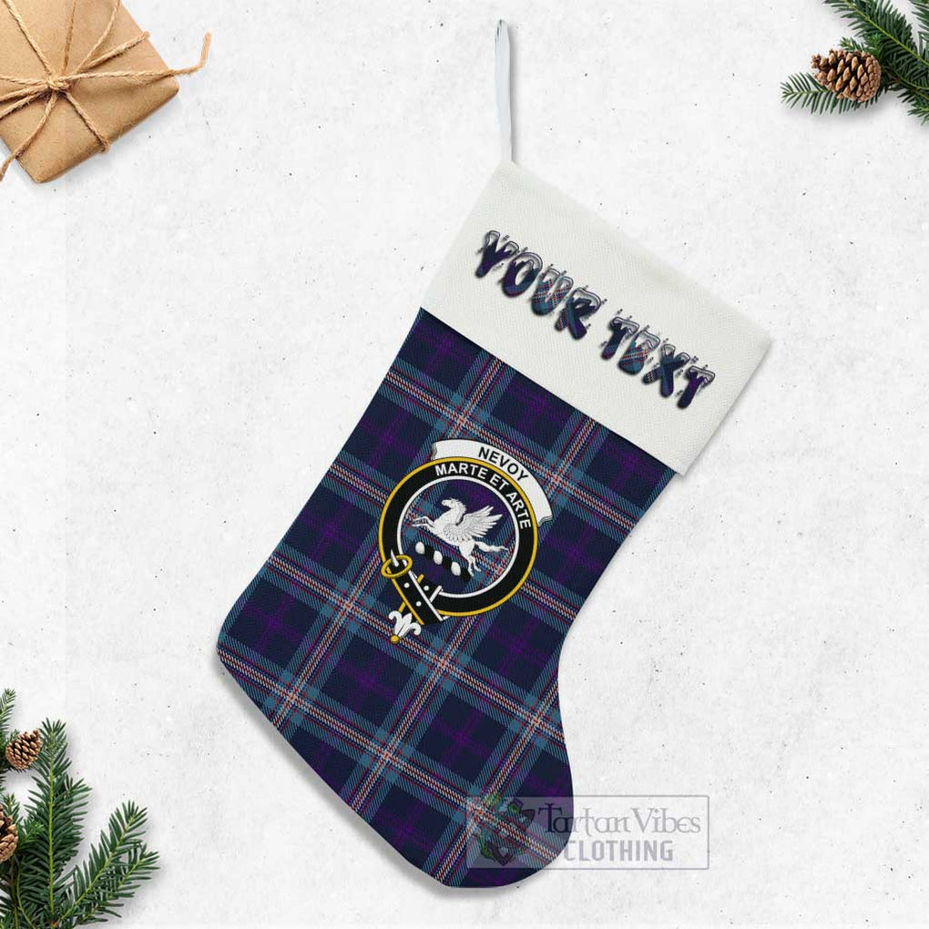 Nevoy Tartan Family Crest Christmas Stocking with Personalized Text - Tartan Vibes Clothing