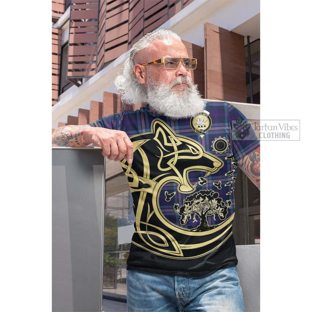 Nevoy Tartan Cotton T-shirt with Family Crest Celtic Wolf Style Men's Shirt - Tartan Vibes Clothing