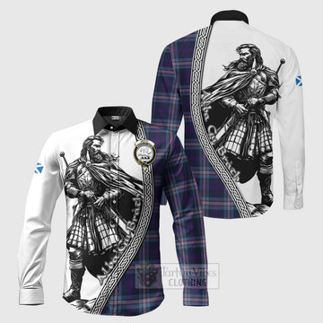 Nevoy Tartan Clan Crest Long Sleeve Button Shirt with Highlander Warrior Celtic Style Men's Shirt S - Tartan Vibes Clothing