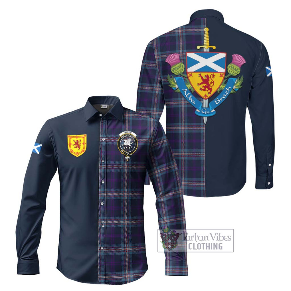 Nevoy Tartan Long Sleeve Button Shirt Alba with Scottish Lion Royal Arm Half Style Men's Shirt S - Tartan Vibes Clothing