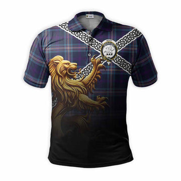 Nevoy Crest Tartan Polo Shirt with Golden Lion Emblem Celtic Style Kid - Tartan Vibes Clothing