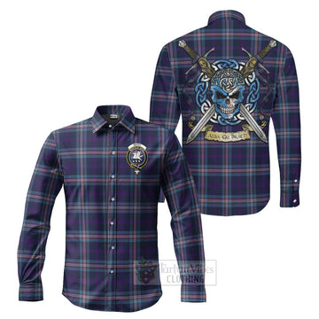 Nevoy Tartan Long Sleeve Button Shirt with Family Crest Celtic Skull Style Men's Shirt S - Tartan Vibes Clothing