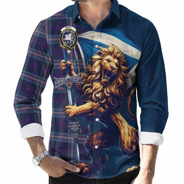 Nevoy Tartan Family Crest Long Sleeve Button Shirt with Scottish Majestic Lion Men's Shirt S - Tartan Vibes Clothing