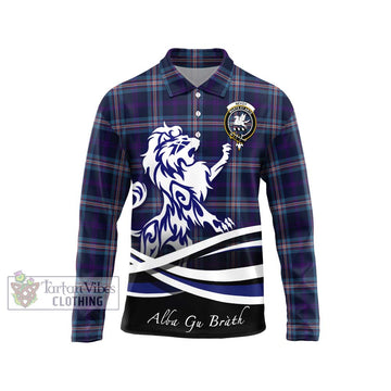 Nevoy Tartan Long Sleeve Polo Shirt with Alba Gu Brath Regal Lion Emblem Unisex - Tartan Vibes Clothing