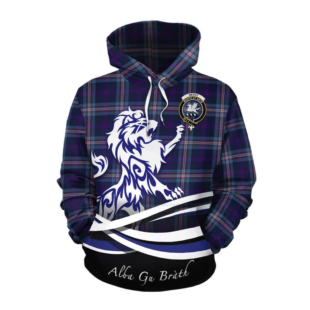 Nevoy Tartan Cotton Hoodie with Alba Gu Brath Regal Lion Emblem Pullover Hoodie XS - Tartan Vibes Clothing