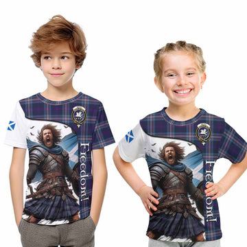 Tartan Vibes Clothing Nevoy Crest Tartan Kid T-Shirt Inspired by the Freedom of Scottish Warrior
