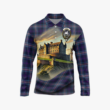 Nevoy Tartan Family Crest Long Sleeve Polo Shirt with Scottish Ancient Castle Style Unisex - Tartan Vibes Clothing