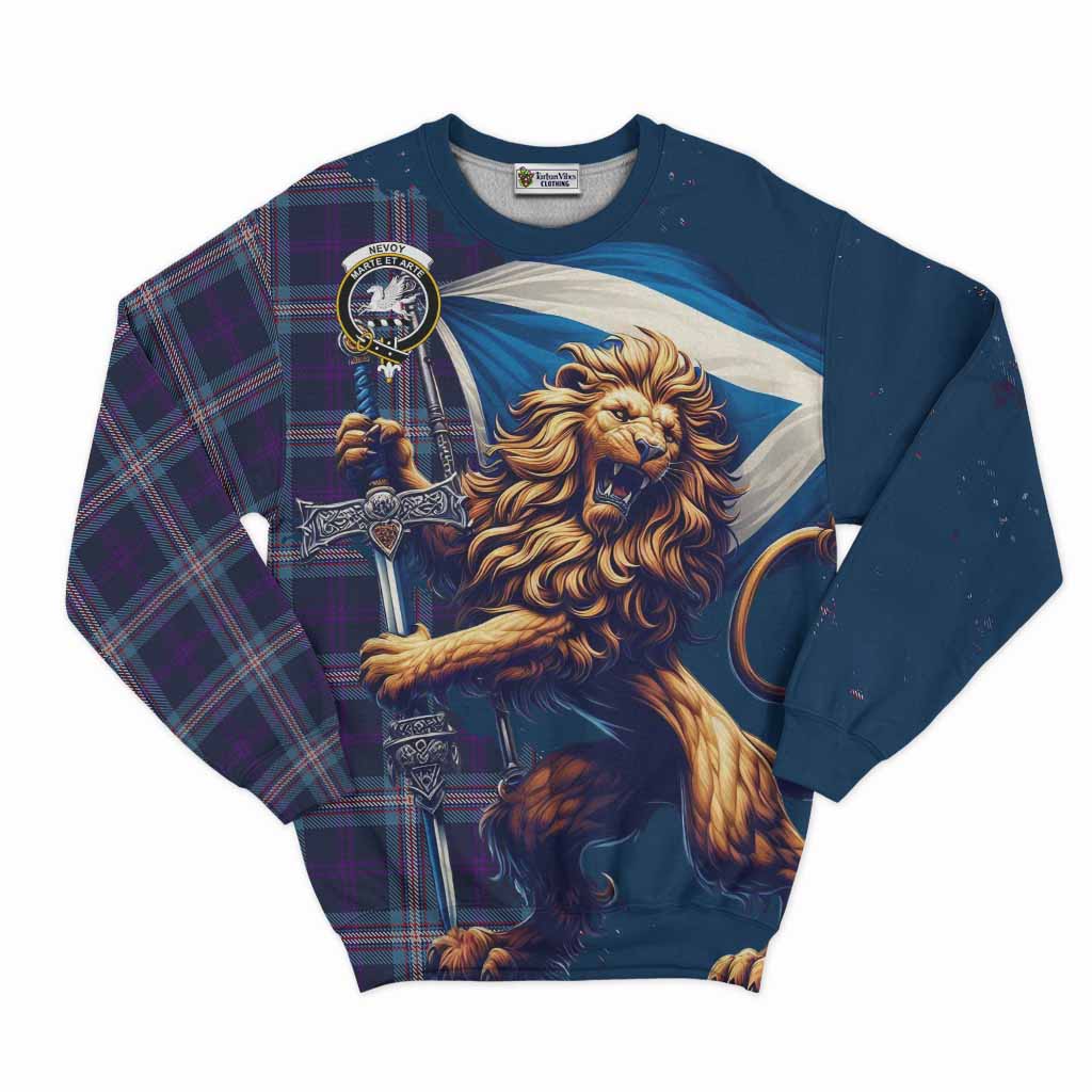 Nevoy Tartan Family Crest Sweatshirt with Scottish Majestic Lion Unisex - Tartan Vibes Clothing