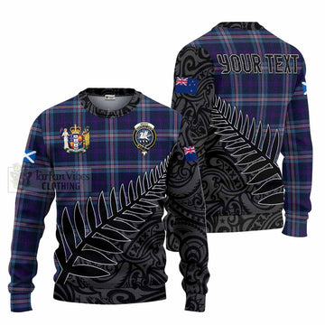Nevoy Crest Tartan Knitted Sweater with New Zealand Silver Fern Half Style Unisex - Tartan Vibes Clothing