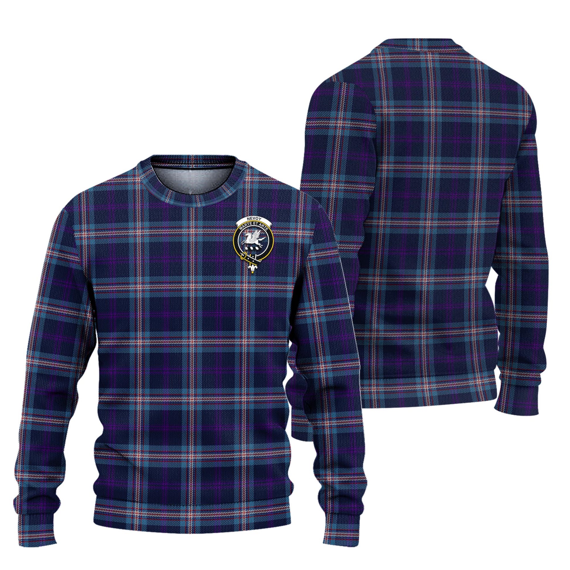 Nevoy Tartan Ugly Sweater with Family Crest Unisex - Tartan Vibes Clothing