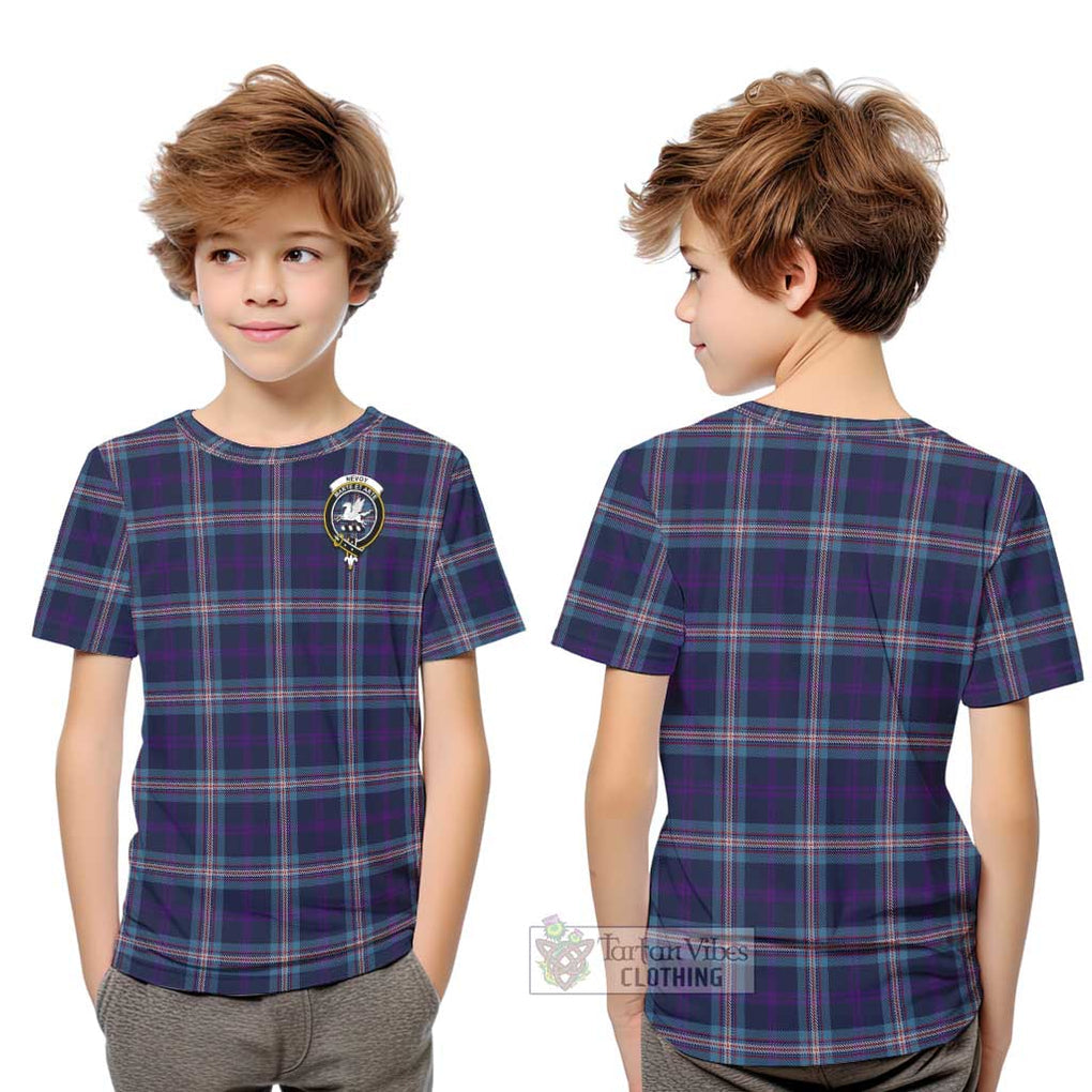 Nevoy Tartan Kid T-Shirt with Family Crest Youth XL Size14 - Tartan Vibes Clothing