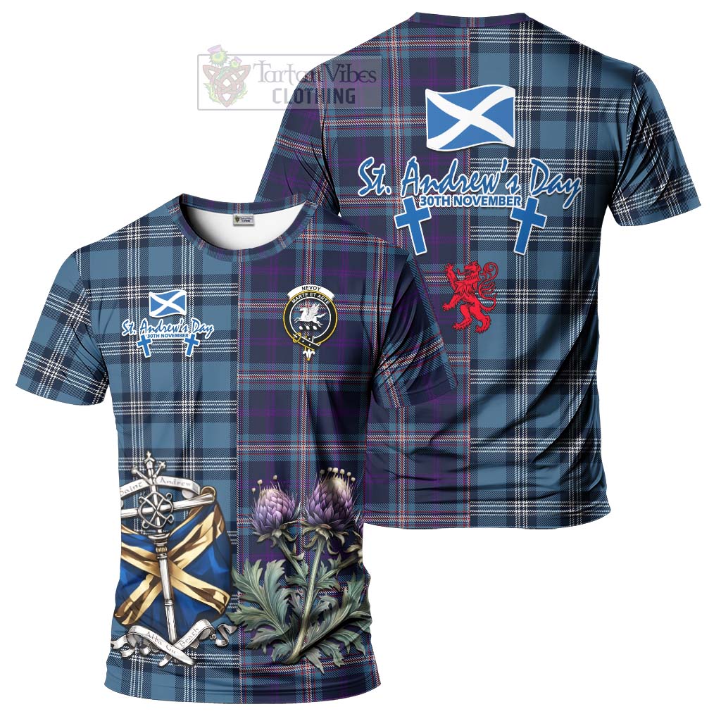 Nevoy Tartan T-Shirt Happy St. Andrew's Day Half Tartan Style Kid's Shirt - Tartan Vibes Clothing