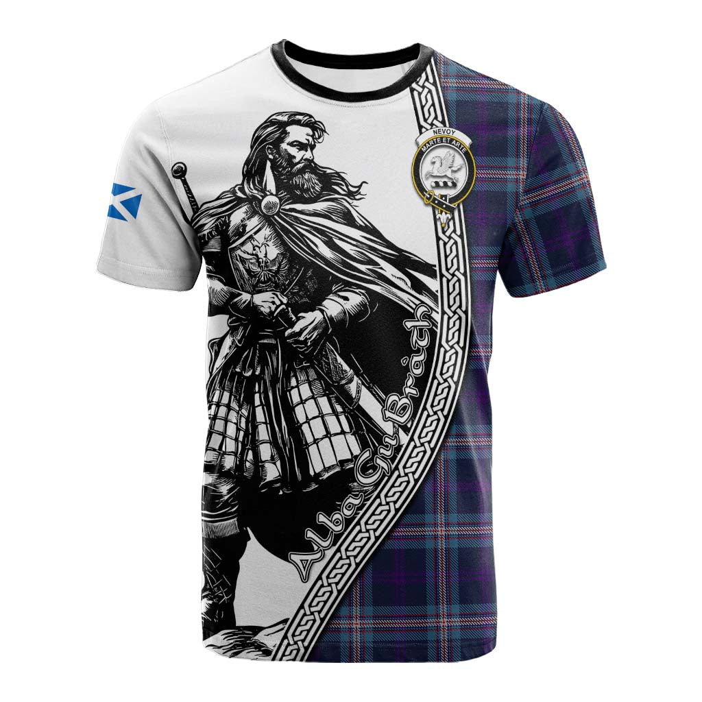 Nevoy Tartan Clan Crest Cotton T-shirt with Highlander Warrior Celtic Style Kid's Shirt - Tartan Vibes Clothing