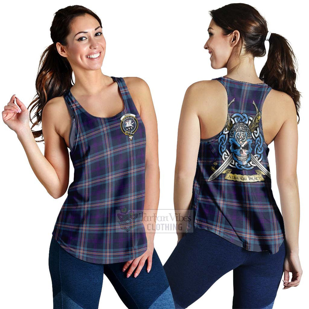 Nevoy Tartan Women's Racerback Tanks with Family Crest Celtic Skull Style 4XL - Tartan Vibes Clothing