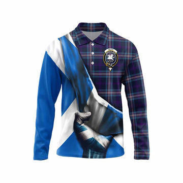 Nevoy Tartan Long Sleeve Polo Shirt with Family Crest Scotland Patriotic Style Unisex - Tartan Vibes Clothing