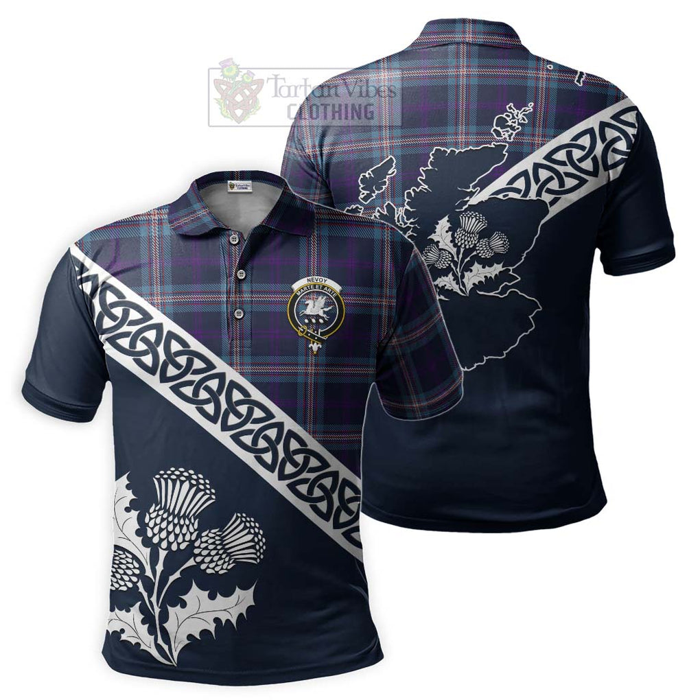 Nevoy Tartan Polo Shirt Featuring Thistle and Scotland Map Kid - Tartanvibesclothing Store