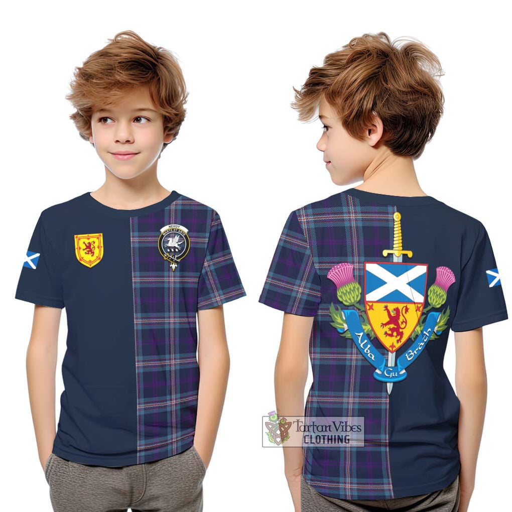 Nevoy Tartan Kid T-Shirt Alba with Scottish Lion Royal Arm Half Style Youth XL Size14 - Tartan Vibes Clothing