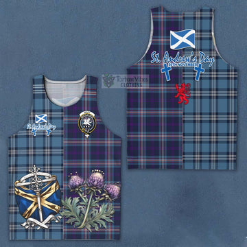Nevoy Tartan Men's Tank Top Happy St. Andrew's Day Half Tartan Style Men - Tartan Vibes Clothing