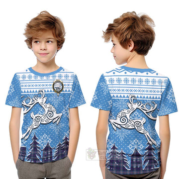 Nevoy Clan Christmas Kid T-Shirt Celtic Reindeer Style Youth XL Size14 - Tartan Vibes Clothing