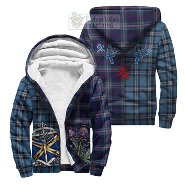 Nevoy Tartan Sherpa Hoodie Happy St. Andrew's Day Half Tartan Style Unisex S - Tartan Vibes Clothing