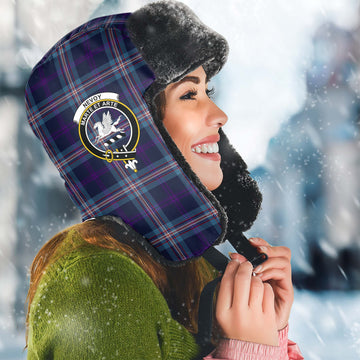 Nevoy Tartan Winter Trapper Hat with Family Crest Winter Trapper Hat Universal Fit Circumference 22.8in (58cm) - Tartan Vibes Clothing