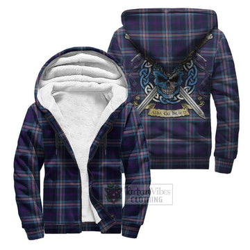 Nevoy Tartan Sherpa Hoodie with Family Crest Celtic Skull Style Unisex S - Tartan Vibes Clothing